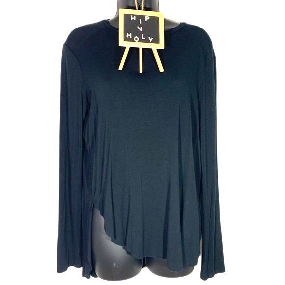 HALOGEN ASYMMETRICAL LONG SLEEVE TOP BLACK SIZE SMALL - Picture 2 of 10
